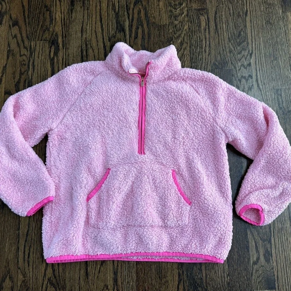 LILLY PULITZER Pink Sherpa Half Zip Pullover Fleece Sweatshirt Size 8/10 - Picture 6 of 8
